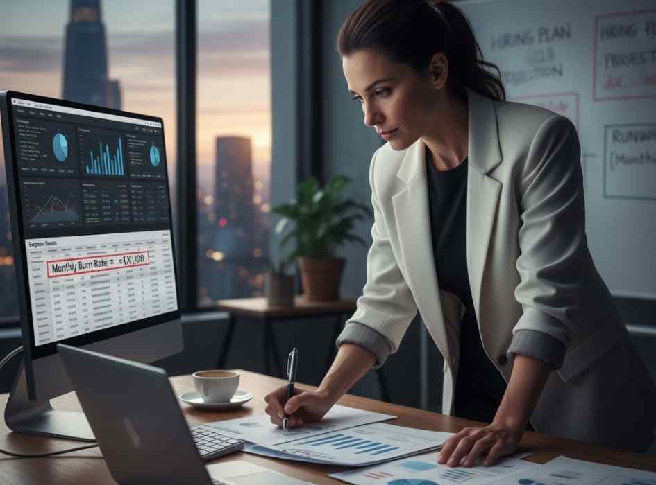 CFO calculating the burn rate for a startup company